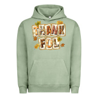Pigment Oil Green Thankful with Plate Urban Hoodie - texasbilliewilder