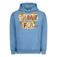 Pigment Pebble Blue Thankful with Plate Urban Hoodie - texasbilliewilder