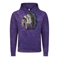 Cloud Purple skull with indian headdress Vintage Hoodie - RanaPortraitStore