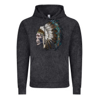 Vintage Black skull with indian headdress Vintage Hoodie - RanaPortraitStore