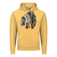 Vintage Mustard skull with indian headdress Vintage Hoodie - RanaPortraitStore