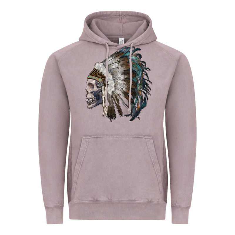 Skull With Indian Headdress Vintage Hoodie by RanaPortraitStore | Teevron