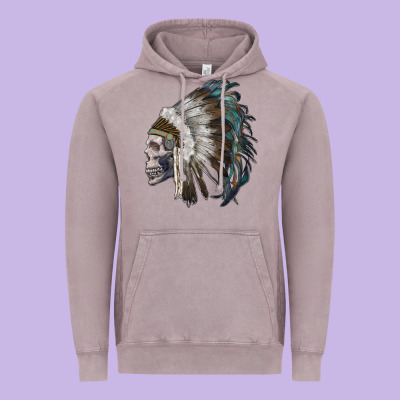 Skull With Indian Headdress Vintage Hoodie Designed By Ranaportraitstore