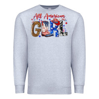 Heather Grey all american girl Premium Sweatshirt - NancyCooperArtShop