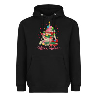 Black merry bookmas christmas book tree Heavyweight Hoodie - MaliasSmallBusiness