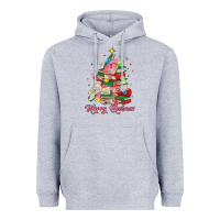 Heather Grey merry bookmas christmas book tree Heavyweight Hoodie - MaliasSmallBusiness