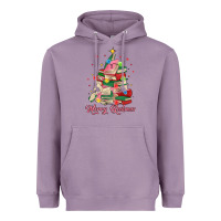 Lavender merry bookmas christmas book tree Heavyweight Hoodie - MaliasSmallBusiness
