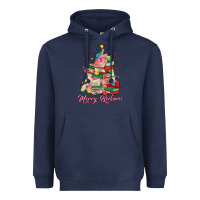 Navy merry bookmas christmas book tree Heavyweight Hoodie - MaliasSmallBusiness