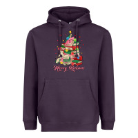 Plum merry bookmas christmas book tree Heavyweight Hoodie - MaliasSmallBusiness
