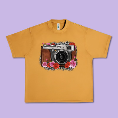 Rose Grey Leopard Vintage Camera Urban Heavy Tee Designed By Fadigitalartstudio