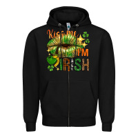 Black kiss me im irish with lip Zipper Hoodie - NancyCooperArtShop