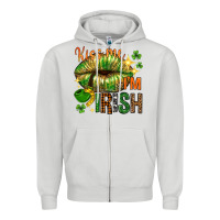 Dove Grey kiss me im irish with lip Zipper Hoodie - NancyCooperArtShop