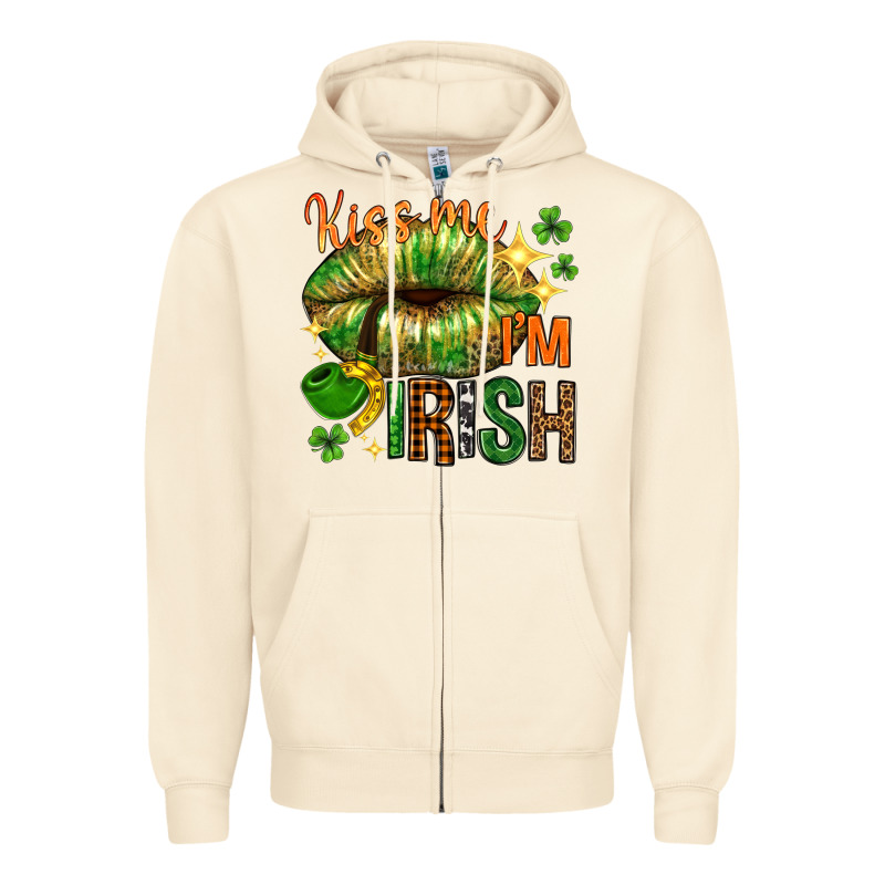 Kiss Me Im Irish With Lip Zipper Hoodie by NancyCooperArtShop | Teevron