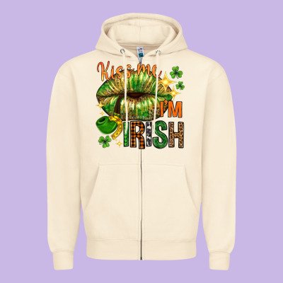 Kiss Me Im Irish With Lip Zipper Hoodie Designed By Nancycooperartshop