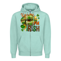 Seafoam kiss me im irish with lip Zipper Hoodie - NancyCooperArtShop