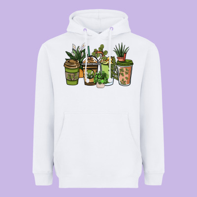 Plant Lover Coffee Cups Heavyweight Hoodie Designed By Nancycooperartshop
