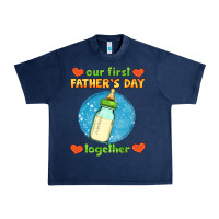 Navy our first father's day together and baby bottle Urban Heavy Tee - HRA Design Shop