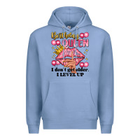 Colony Blue birthday queen i dont get older i level up Premium Hoodie - Artiststas