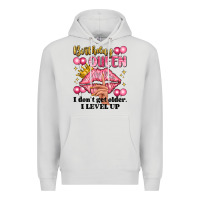 Dove Grey birthday queen i dont get older i level up Premium Hoodie - Artiststas