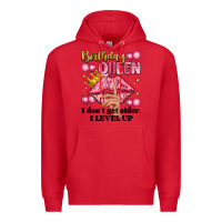 Red birthday queen i dont get older i level up Premium Hoodie - Artiststas