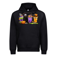 Black Halloween Cat Coffee Cups Urban Hoodie - texasbilliewilder