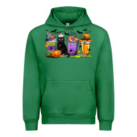 Emerald Halloween Cat Coffee Cups Urban Hoodie - texasbilliewilder