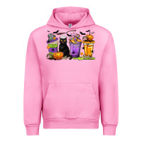 Fuchsia Pink Halloween Cat Coffee Cups Urban Hoodie - texasbilliewilder
