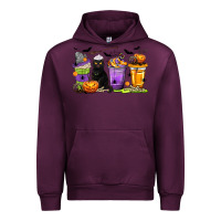 Mauve Wine Halloween Cat Coffee Cups Urban Hoodie - texasbilliewilder