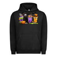 Pigment Black Halloween Cat Coffee Cups Urban Hoodie - texasbilliewilder
