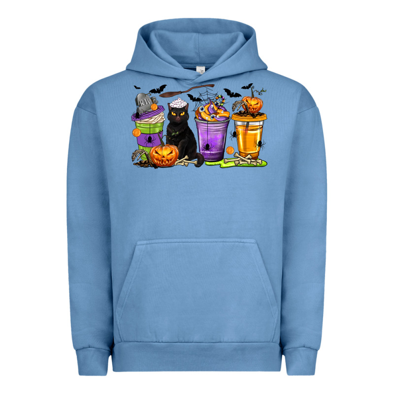 Halloween Cat Coffee Cups Urban Hoodie by texasbilliewilder | Teevron
