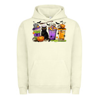 Pigment Pistachio Halloween Cat Coffee Cups Urban Hoodie - texasbilliewilder