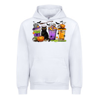 White Halloween Cat Coffee Cups Urban Hoodie - texasbilliewilder