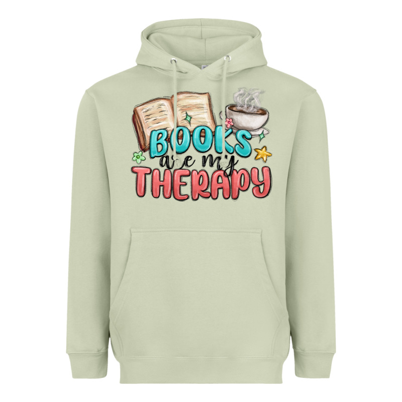 Books Are My Therapy Heavyweight Hoodie by MaliasSmallBusiness | Teevron