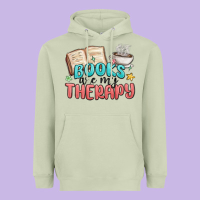 Books Are My Therapy Heavyweight Hoodie Designed By Maliassmallbusiness