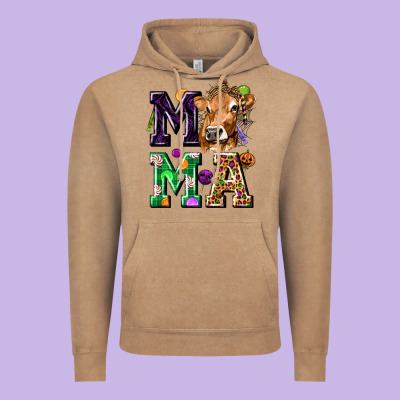 Mama Cow Halloween Vintage Hoodie Designed By Texasbilliewilder