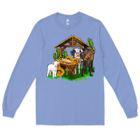 Colony Blue jesus holy night cows and sunflowers Long Sleeve Tee - AdoDesignShop