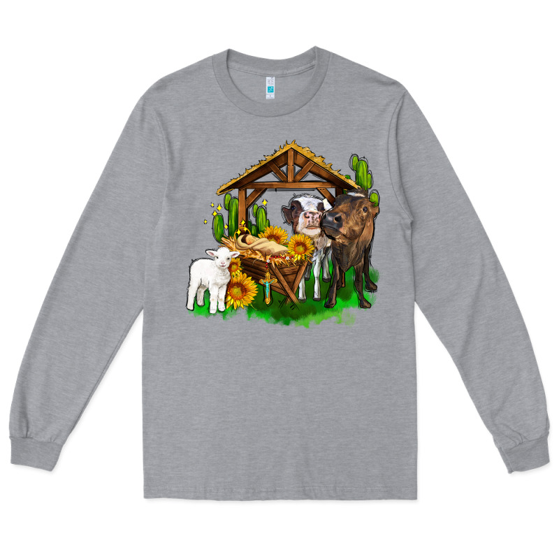 Jesus Holy Night Cows And Sunflowers Long Sleeve Tee by AdoDesignShop | Teevron