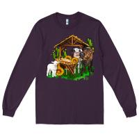 Plum jesus holy night cows and sunflowers Long Sleeve Tee - AdoDesignShop