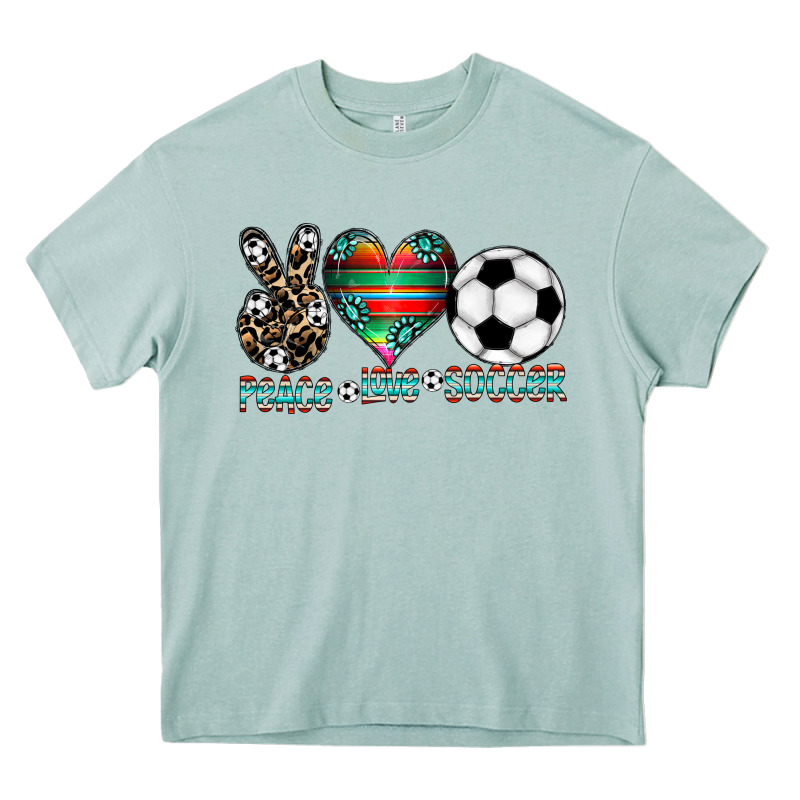 Peace Love Soccer Heavy Core Tee by CowhideDigitalArt | Teevron