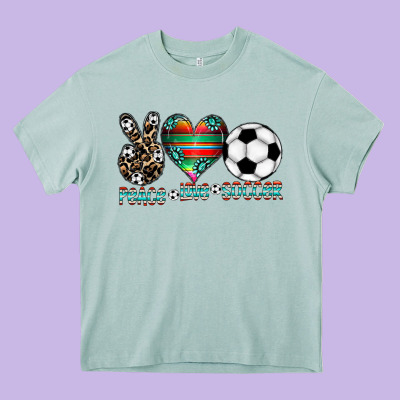 Peace Love Soccer Heavy Core Tee Designed By Cowhidedigitalart