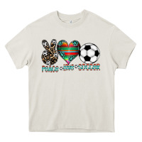 Cream peace love soccer Heavy Core Tee - CowhideDigitalArt
