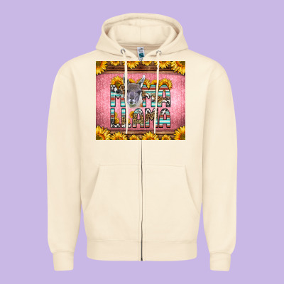 Mama Llama Sunflowers Zipper Hoodie Designed By Lillyallendesigns