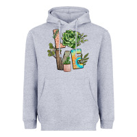 Heather Grey plant love Heavyweight Hoodie - NancyCooperArtShop