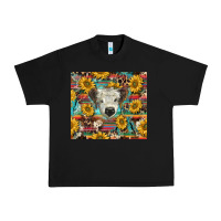 Black white Scottish calf and sunflowers Urban Heavy Tee - BarkalooDesign
