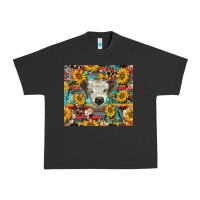 Pigment Black white Scottish calf and sunflowers Urban Heavy Tee - BarkalooDesign