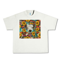 Pistachio white Scottish calf and sunflowers Urban Heavy Tee - BarkalooDesign