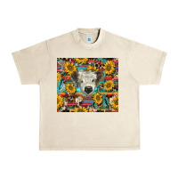 Sandshell white Scottish calf and sunflowers Urban Heavy Tee - BarkalooDesign