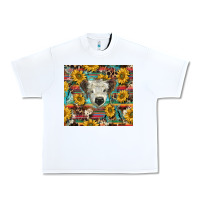 White Scottish Calf And Sunflowers Urban Heavy Tee | Teevron
