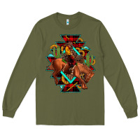 Army Green aztec rodeo cowboy christmas Long Sleeve Tee - JahusDesignShop