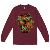 Burgundy aztec rodeo cowboy christmas Long Sleeve Tee - JahusDesignShop